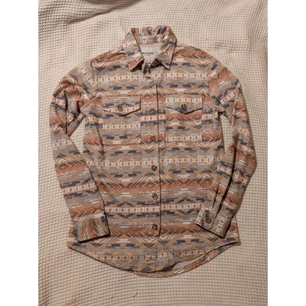 WallFlower Womens Size Medium Southwestern Geometric Print Shacket Shirt Jacket